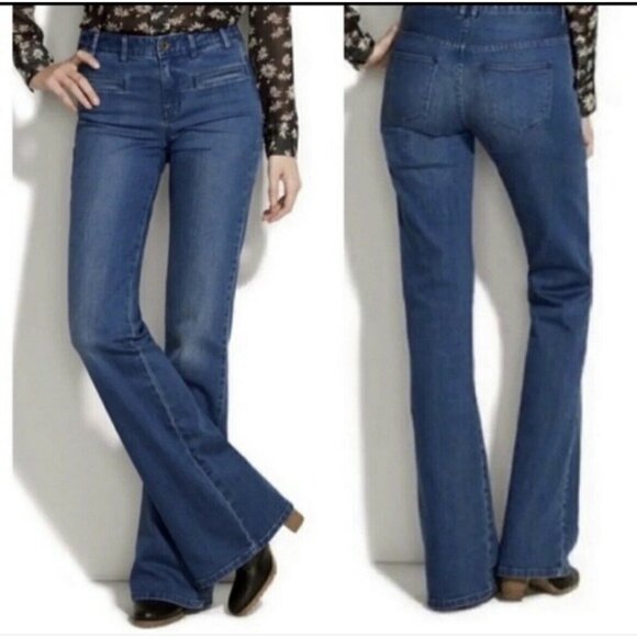 𝅺ALEXA Chung wide flare leg Jeans mid rise Size 24 blue - Picture 1 of 9